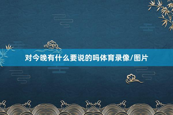 对今晚有什么要说的吗体育录像/图片