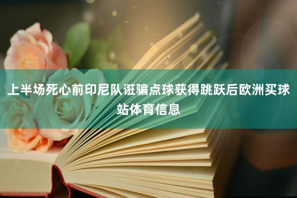 上半场死心前印尼队诳骗点球获得跳跃后欧洲买球站体育信息