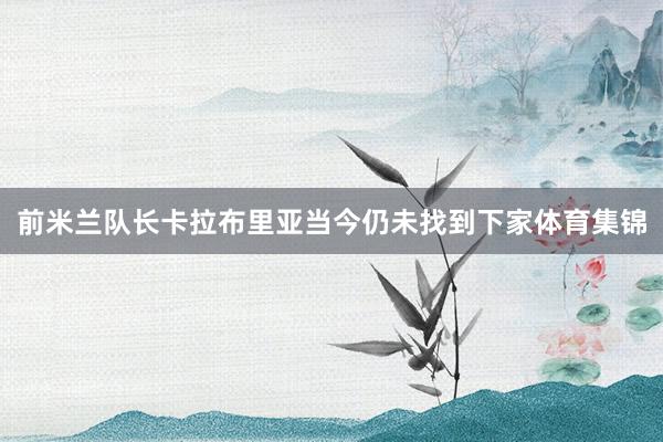 前米兰队长卡拉布里亚当今仍未找到下家体育集锦