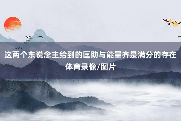 这两个东说念主给到的匡助与能量齐是满分的存在体育录像/图片