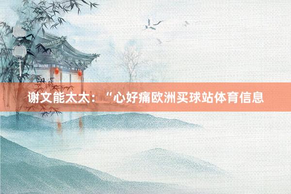 谢文能太太：“心好痛欧洲买球站体育信息