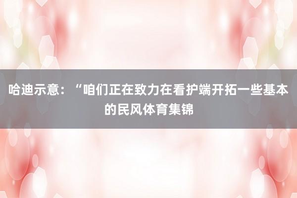 哈迪示意：“咱们正在致力在看护端开拓一些基本的民风体育集锦