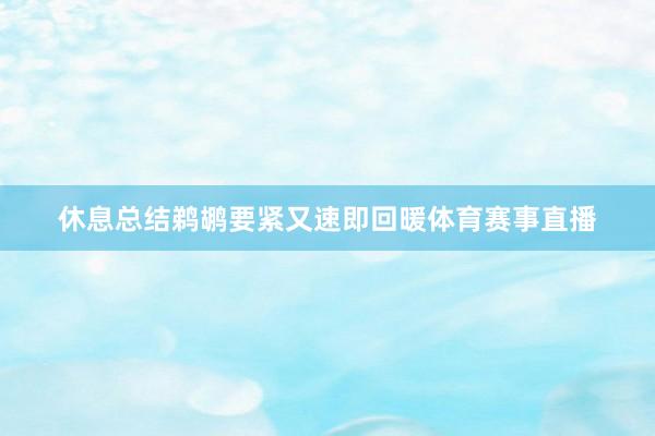 休息总结鹈鹕要紧又速即回暖体育赛事直播