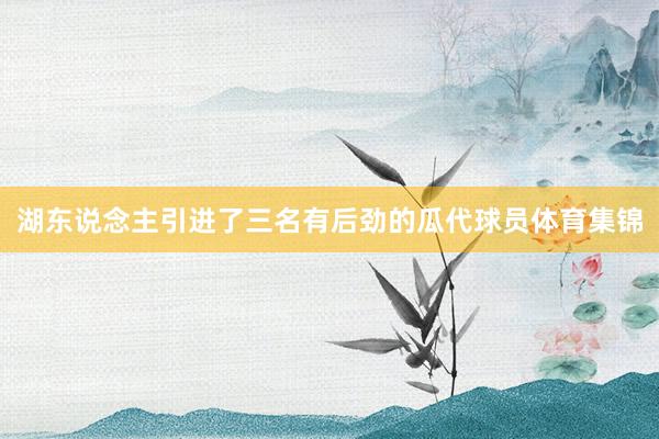 湖东说念主引进了三名有后劲的瓜代球员体育集锦