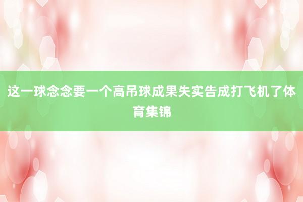 这一球念念要一个高吊球成果失实告成打飞机了体育集锦