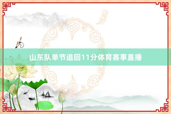 山东队单节追回11分体育赛事直播