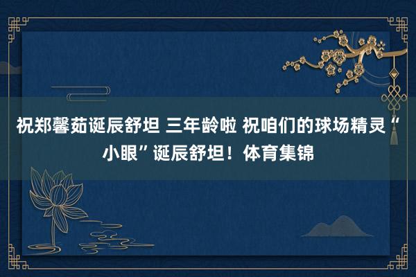 祝郑馨茹诞辰舒坦 三年龄啦 祝咱们的球场精灵“小眼”诞辰舒坦
