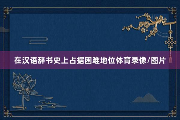 在汉语辞书史上占据困难地位体育录像/图片