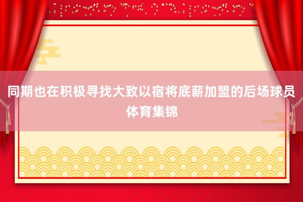 同期也在积极寻找大致以宿将底薪加盟的后场球员体育集锦