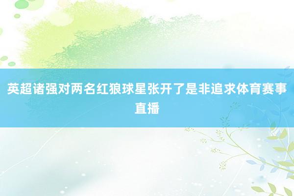 英超诸强对两名红狼球星张开了是非追求体育赛事直播
